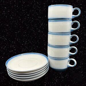 Arzberg Hutschenreuther Gruppe Germany Teacup Set Cup Saucer Porcelain 5 Sets